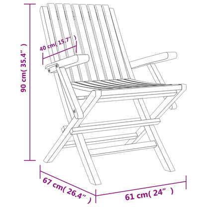 Cadeiras de jardim dobráveis 2 pcs 61x67x90 cm teca maciça