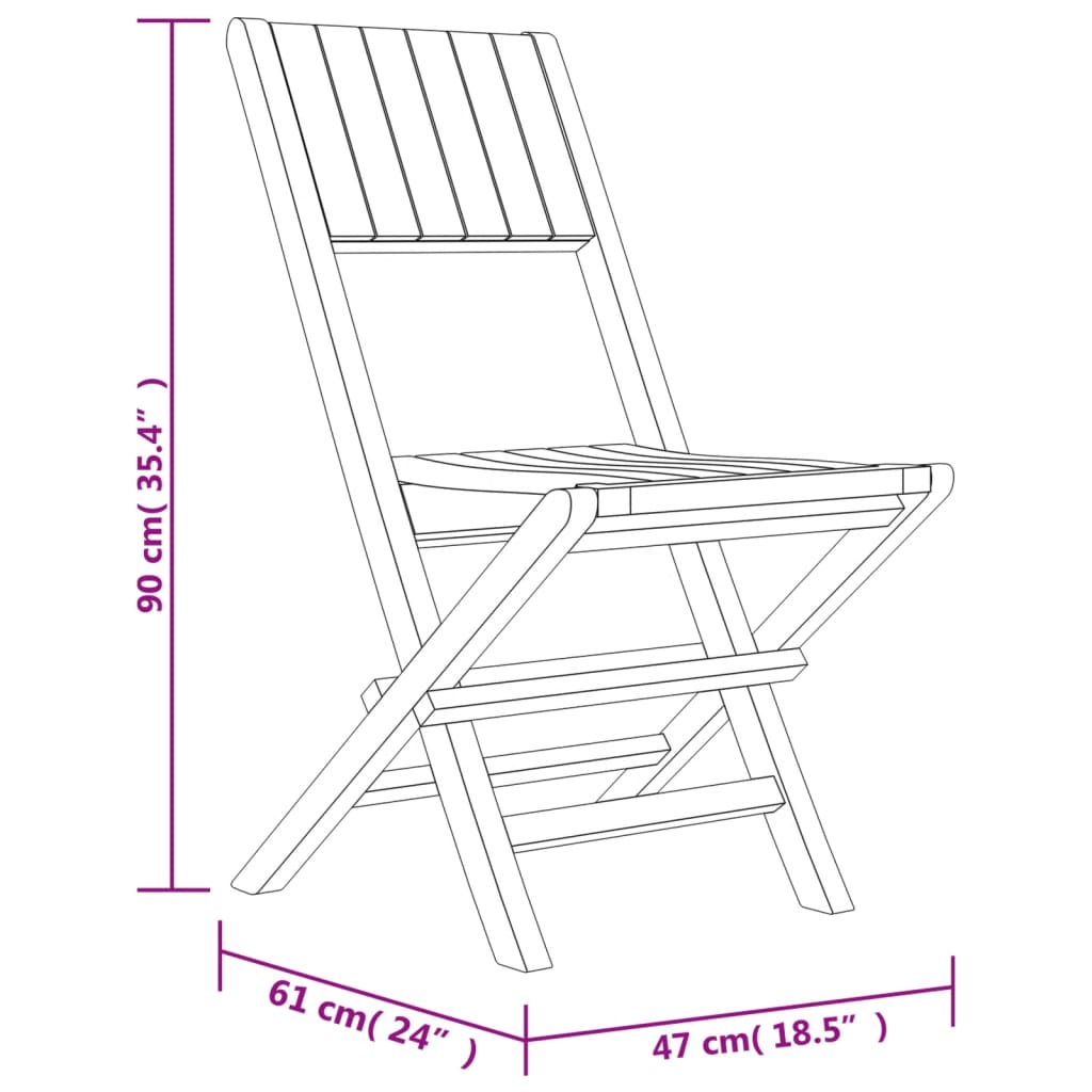 Cadeiras de jardim dobráveis 2 pcs 47x61x90 cm teca maciça