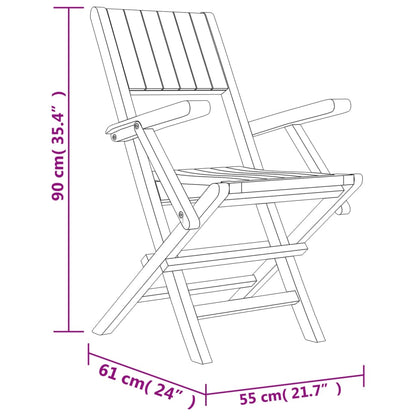 Cadeiras de jardim dobráveis 2 pcs 55x61x90 cm teca maciça