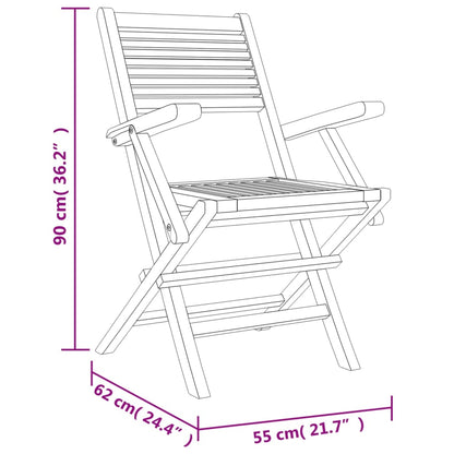 Cadeiras de jardim dobráveis 2 pcs 55x62x90 cm teca maciça