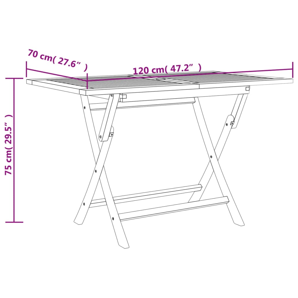 Mesa de jardim dobrável 120x70x75 cm teca maciça cinzento