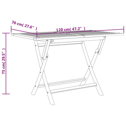 Mesa de jardim dobrável 120x70x75 cm teca maciça cinzento