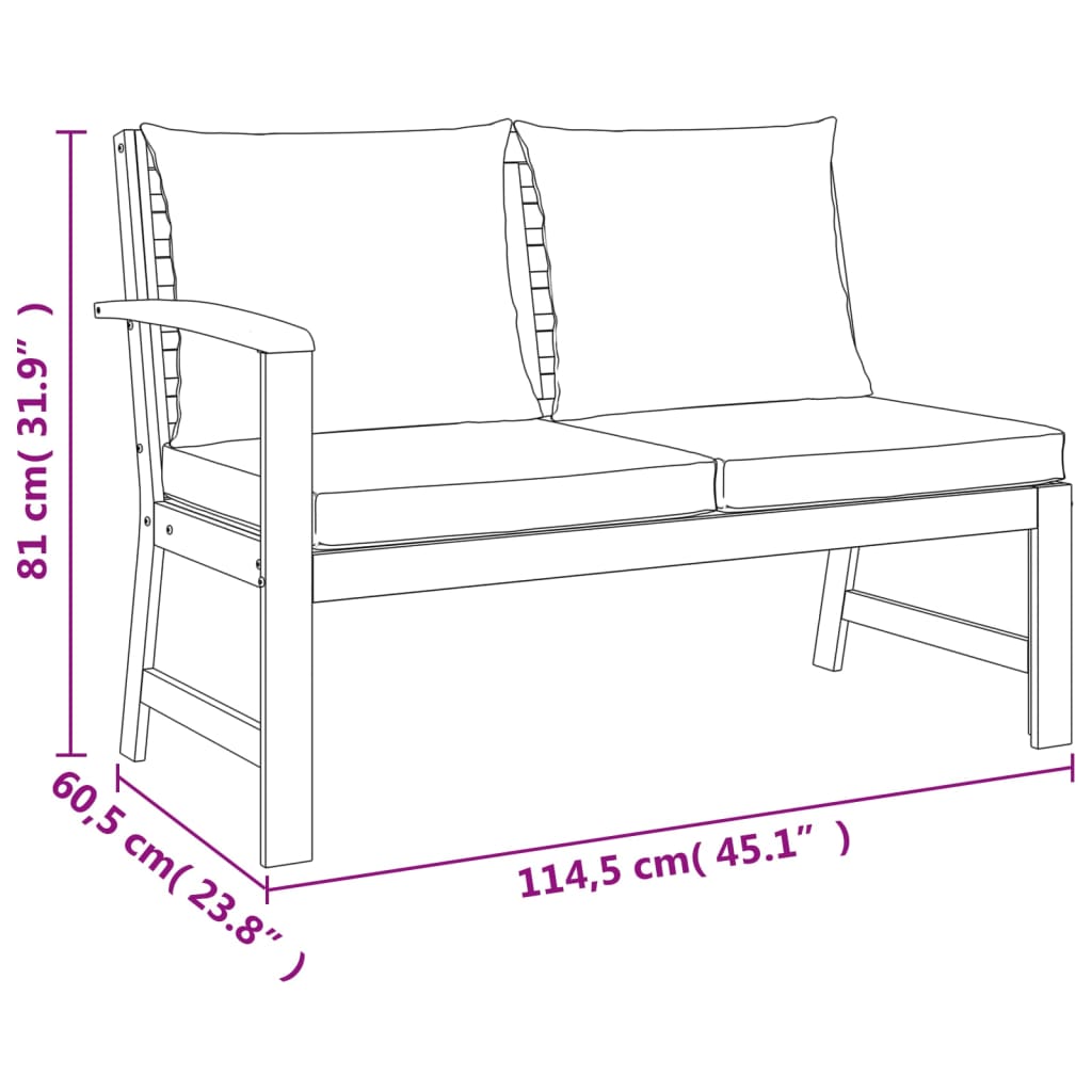 6 pcs conjunto de jantar p/ jardim c/ almofadões acácia maciça