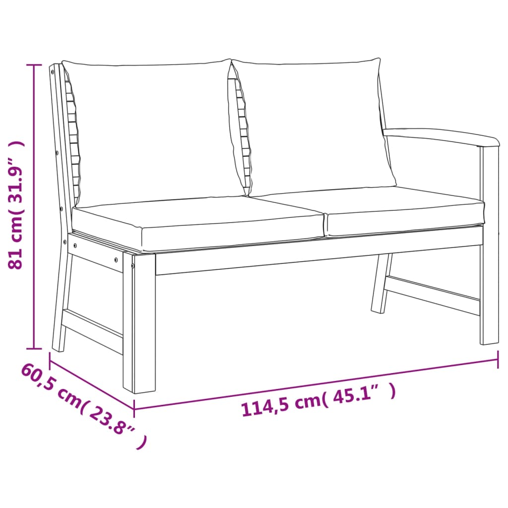 5 pcs conjunto de jantar p/ jardim c/ almofadões acácia maciça