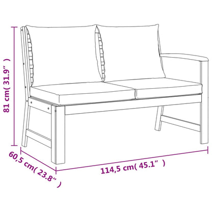 5 pcs conjunto de jantar p/ jardim c/ almofadões acácia maciça