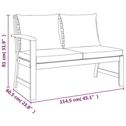 7 pcs conjunto de jantar p/ jardim c/ almofadões acácia maciça