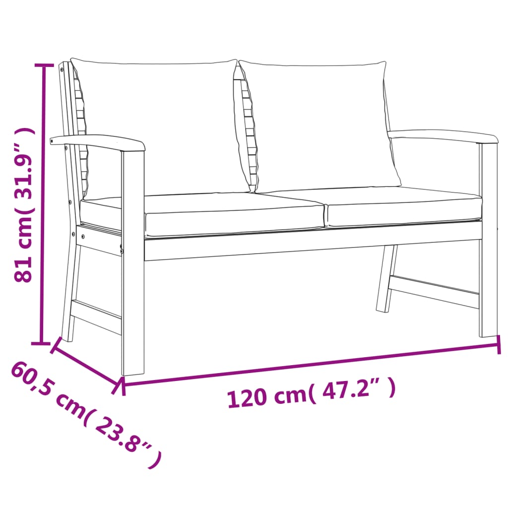 4 pcs conj. jantar jardim c/ almofadões madeira acácia maciça