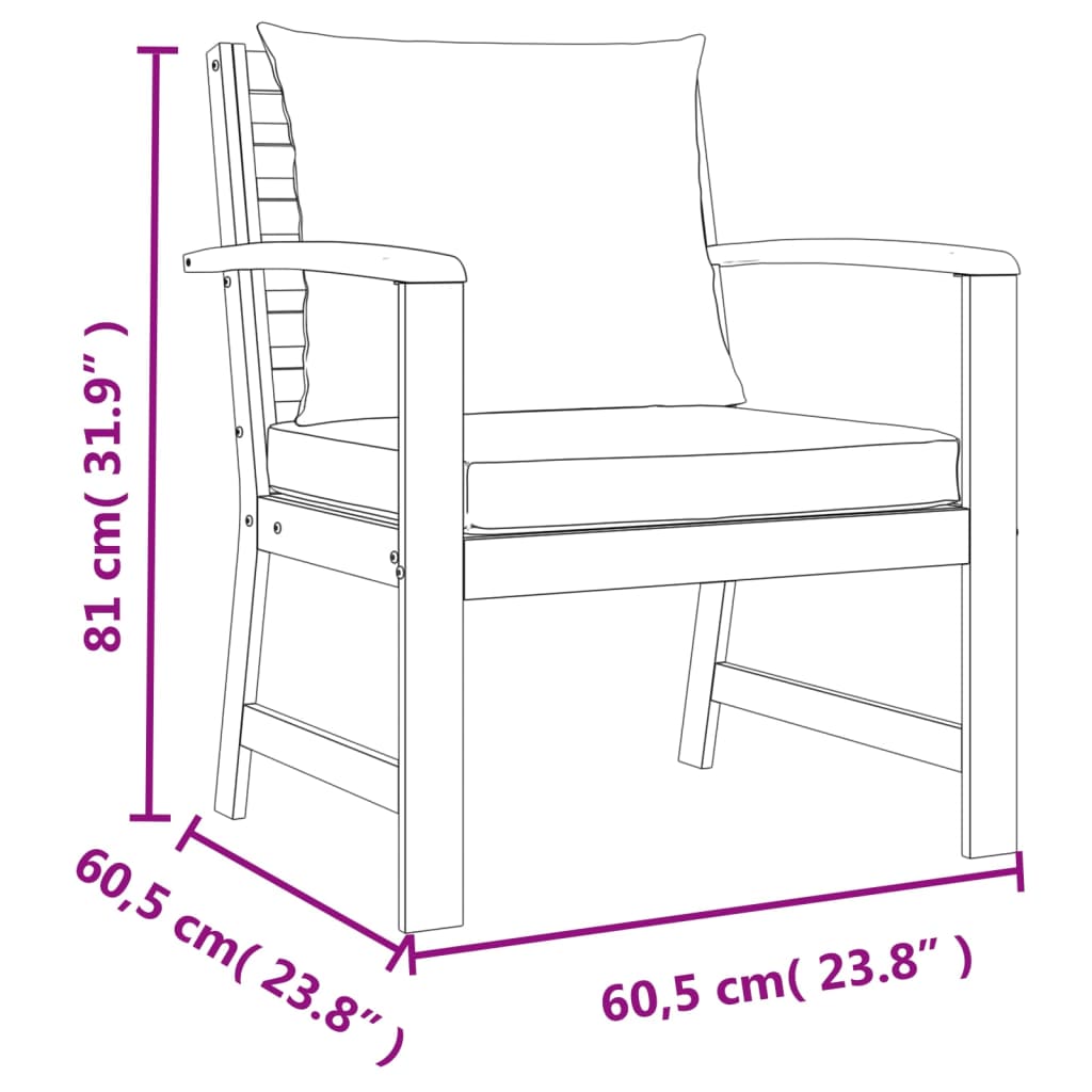 9 pcs conjunto de jantar p/ jardim c/ almofadões acácia maciça