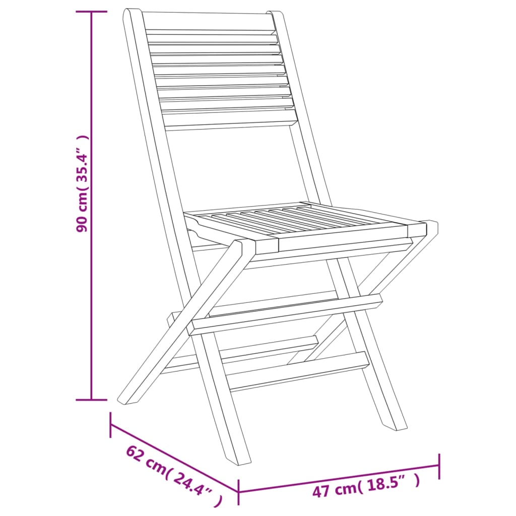 Cadeiras de jardim dobráveis 4 pcs 47x62x90 cm teca maciça