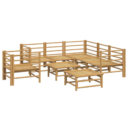 8 pcs conj. lounge de jardim bambu c/ almofadões cinzento-claro