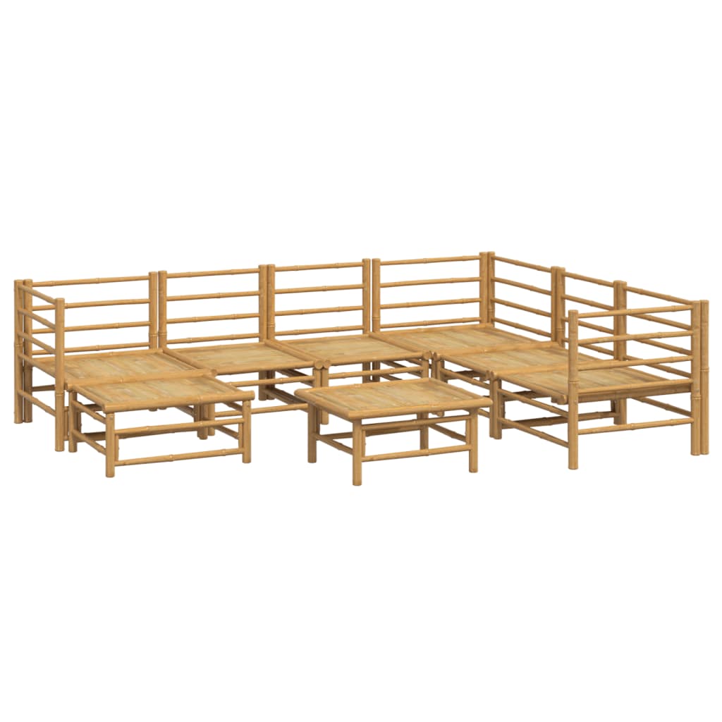 8 pcs conj. lounge de jardim bambu c/ almofadões cinzento-claro