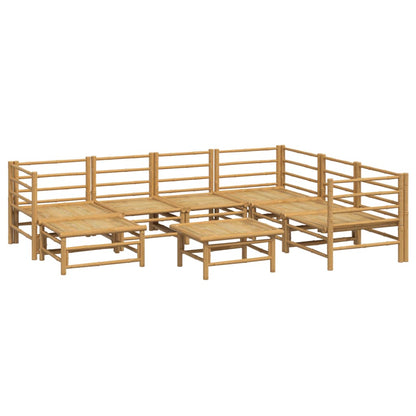 8 pcs conj. lounge de jardim bambu c/ almofadões cinzento-claro