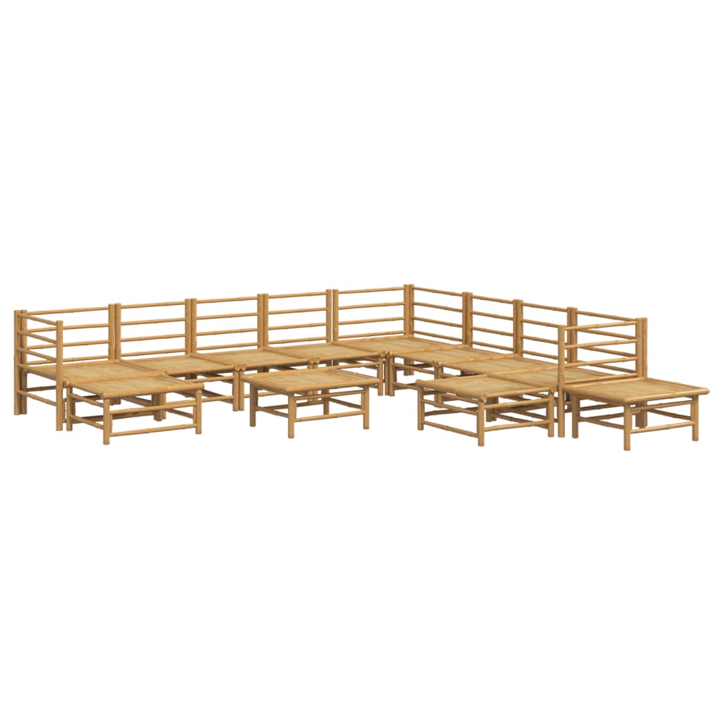 12pcs conj. lounge de jardim bambu c/ almofadões cinzento-claro