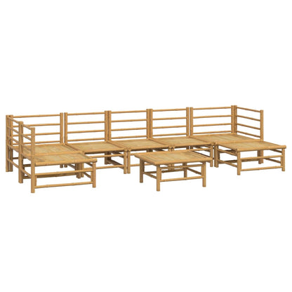 8 pcs conj. lounge de jardim bambu c/ almofadões cinzento-claro