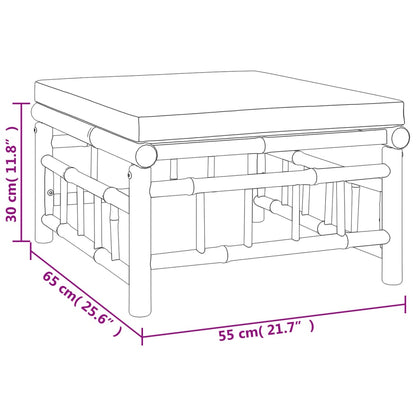 5 pcs conjunto lounge jardim bambu c/ almofadões cinza-escuro