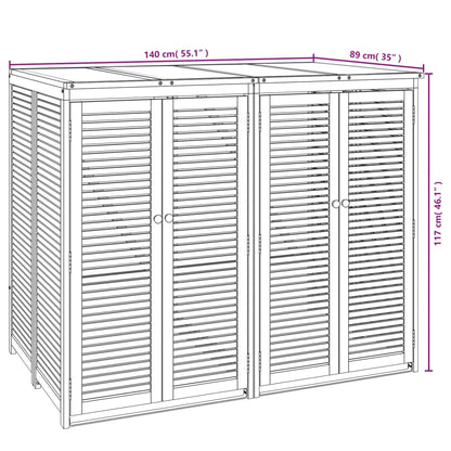 Abrigo duplo p/ caixote do lixo 140x89x117 cm acácia maciça