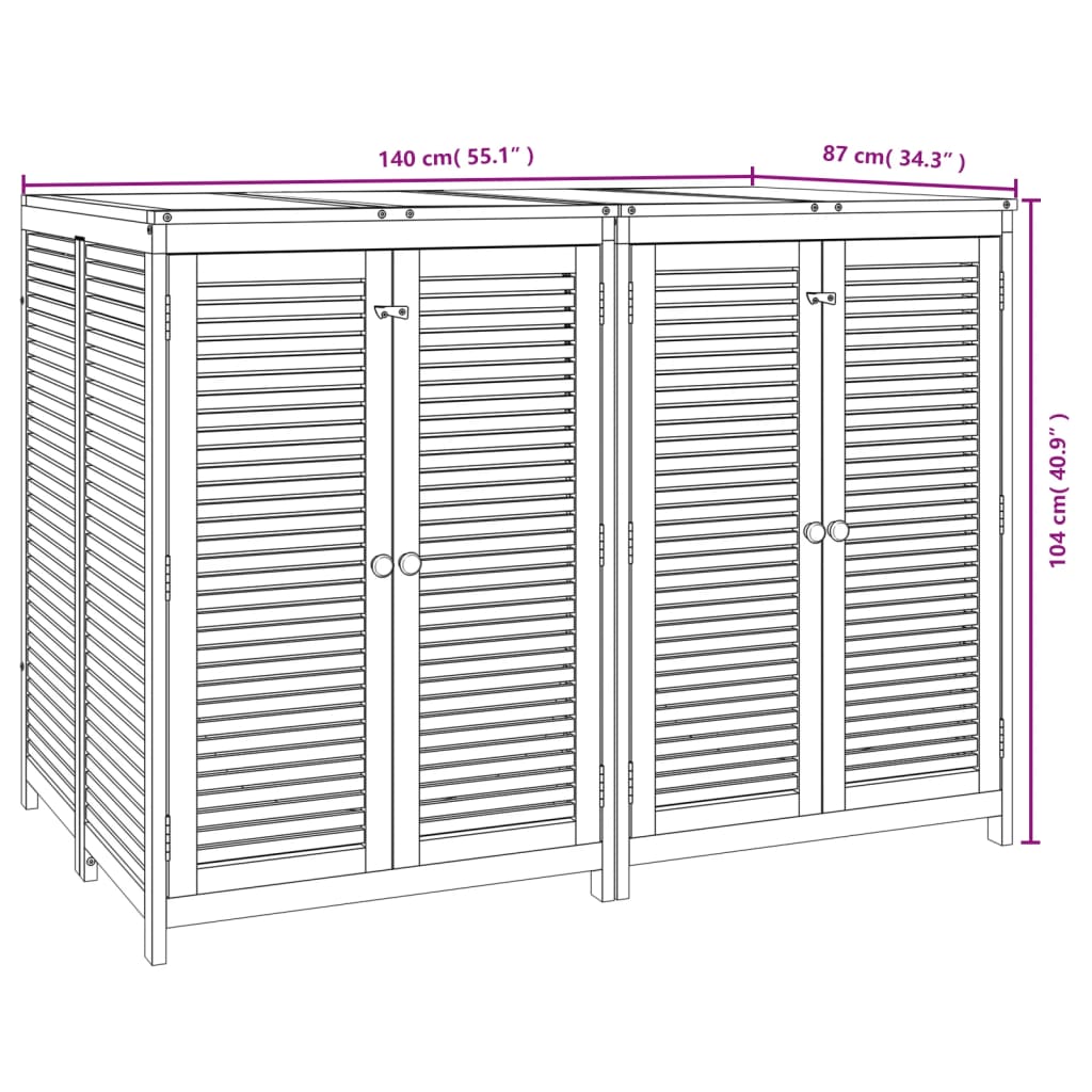 Caixa de arrumação para jardim 140x87x104 cm acácia maciça