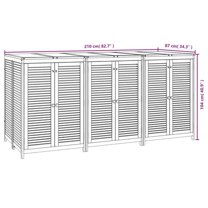 Caixa de arrumação para jardim 210x87x104 cm acácia maciça