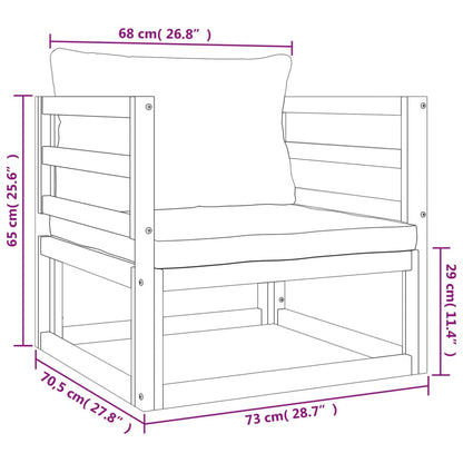 6pcs conj. lounge jardim madeira c/almofadões cinza-acastanhado