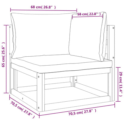 12pcs conj lounge jardim madeira c/almofadões cinza-acastanhado