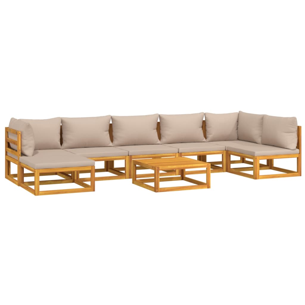 8pcs conj. lounge jardim madeira c/almofadões cinza-acastanhado