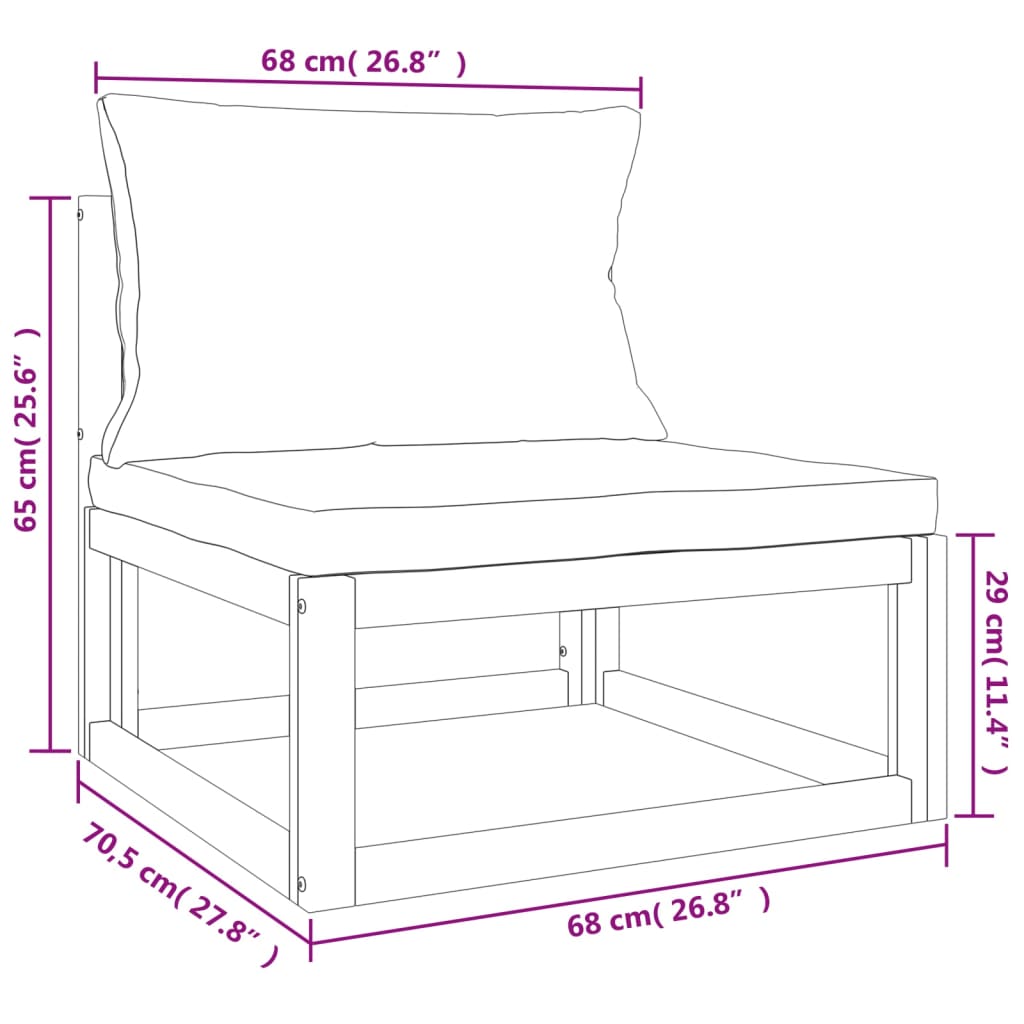 7pcs conjunto lounge de jardim madeira c/almofadões cinza-claro