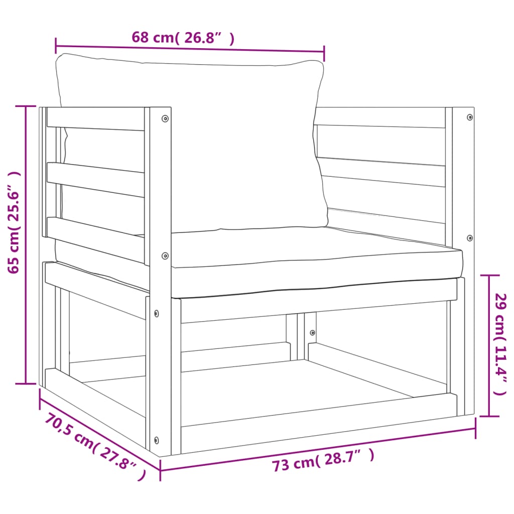 7 pcs conj. lounge jardim madeira c/almofadões verdes