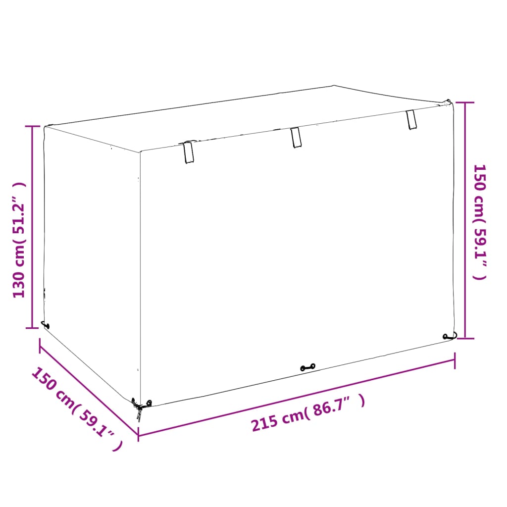 Capas banco baloiço 12 ilhós 2pcs 215x150x130/150cm polietileno