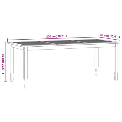 Mesa de jantar p/ jardim 200x90x75 cm madeira de teca maciça