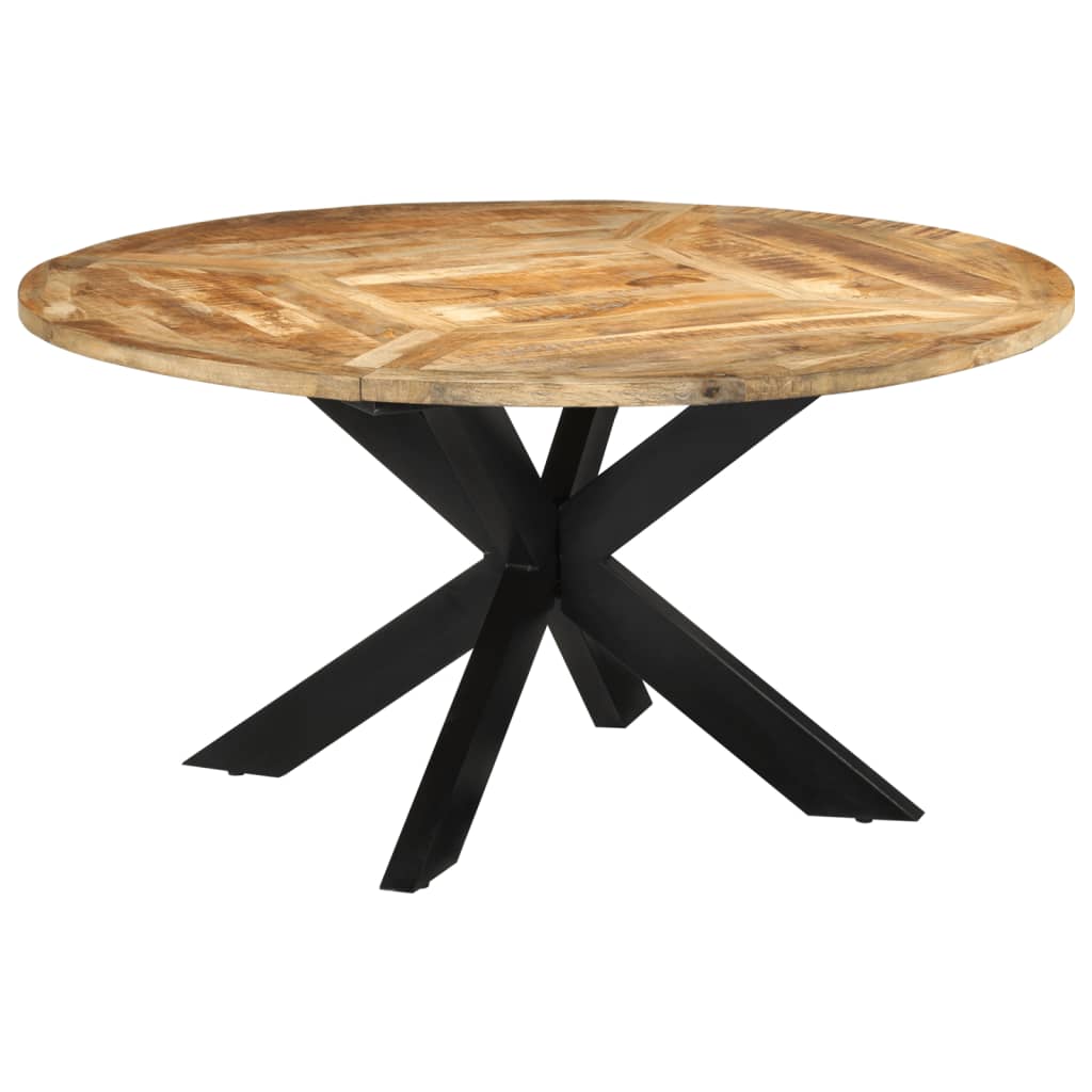 Mesa de jantar Ø150x76 cm madeira de mangueira maciça áspera