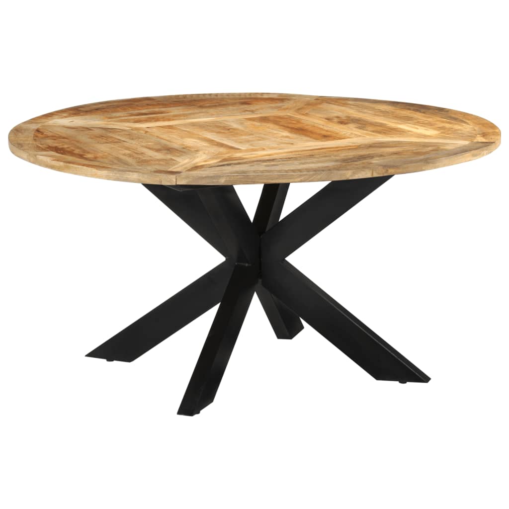 Mesa de jantar Ø150x76 cm madeira de mangueira maciça áspera