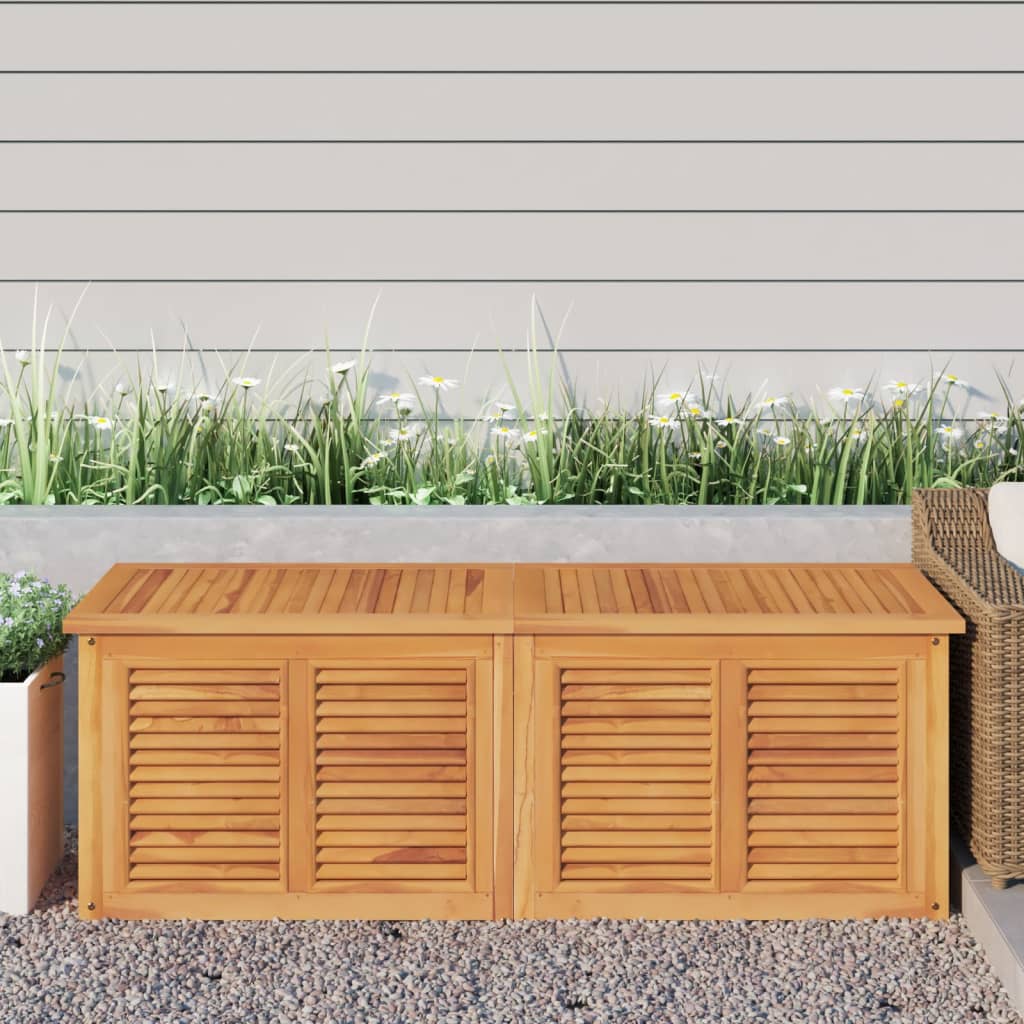 Caixa de arrumação para jardim com saco 150x50x53cm teca maciça