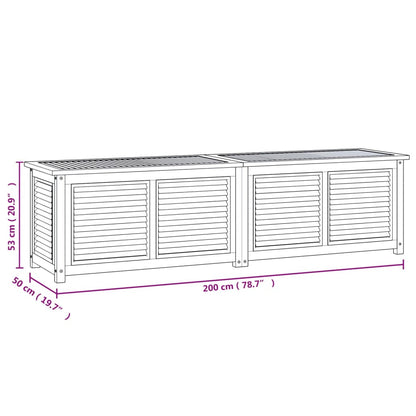 Caixa de arrumação para jardim com saco 200x50x53cm teca maciça