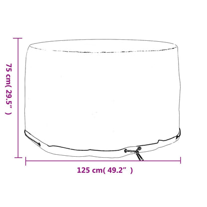 Capa para mobília de jardim 6 ilhós Ø125x75 cm redondo