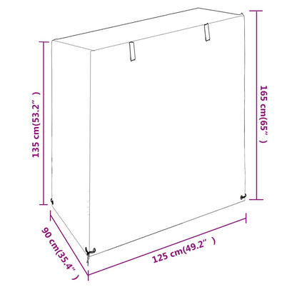 Capa p/ banco de baloiço 8 ilhós 125x90x135/165 cm polietileno