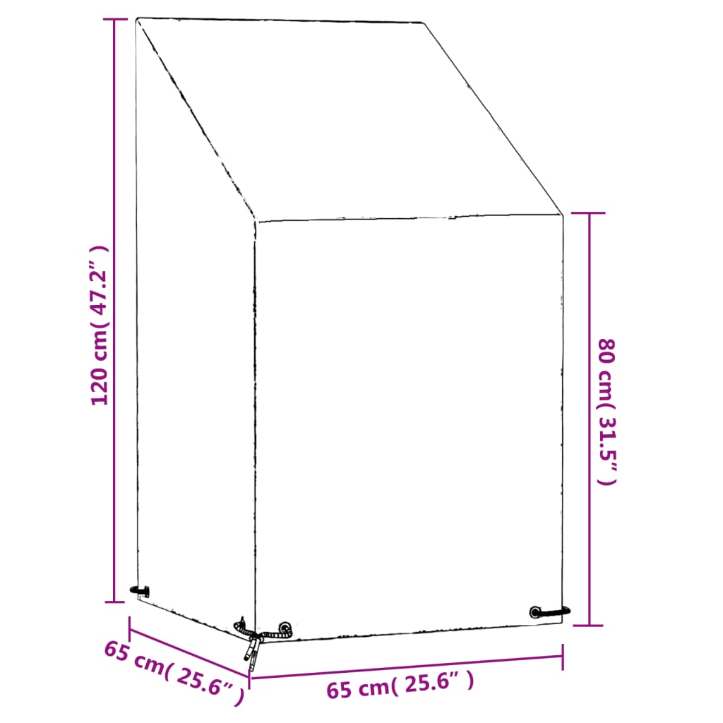 Capa p/ cadeira de jardim 8 ilhós 65x65x80/120 cm polietileno