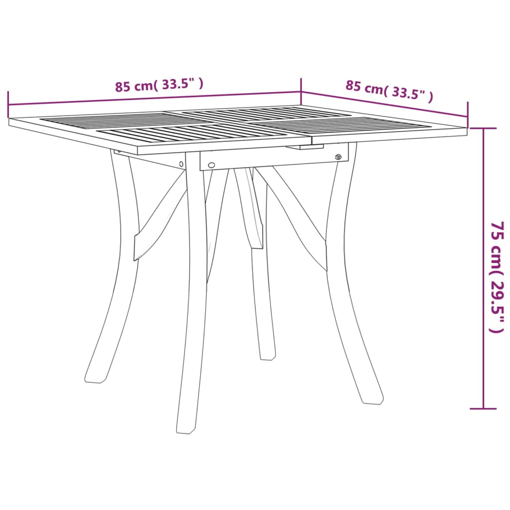 Mesa de jardim 85x85x75 cm madeira de acácia maciça