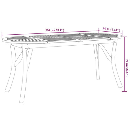 Mesa de jardim 200x90x75 cm madeira de acácia maciça