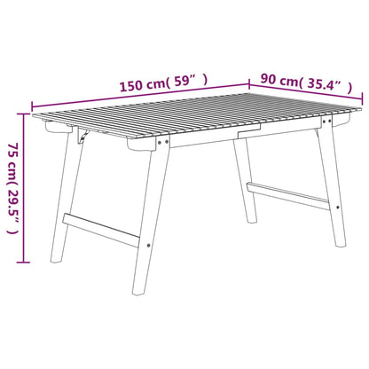 Mesa de jardim 150x90x75 cm madeira de acácia maciça