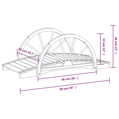 Ponte de jardim c/ meio leme 99x50x38 cm abeto maciço