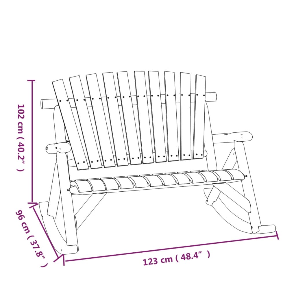 Banco de baloiço p/ jardim 2 lugares 123x96x102 cm abeto maciço