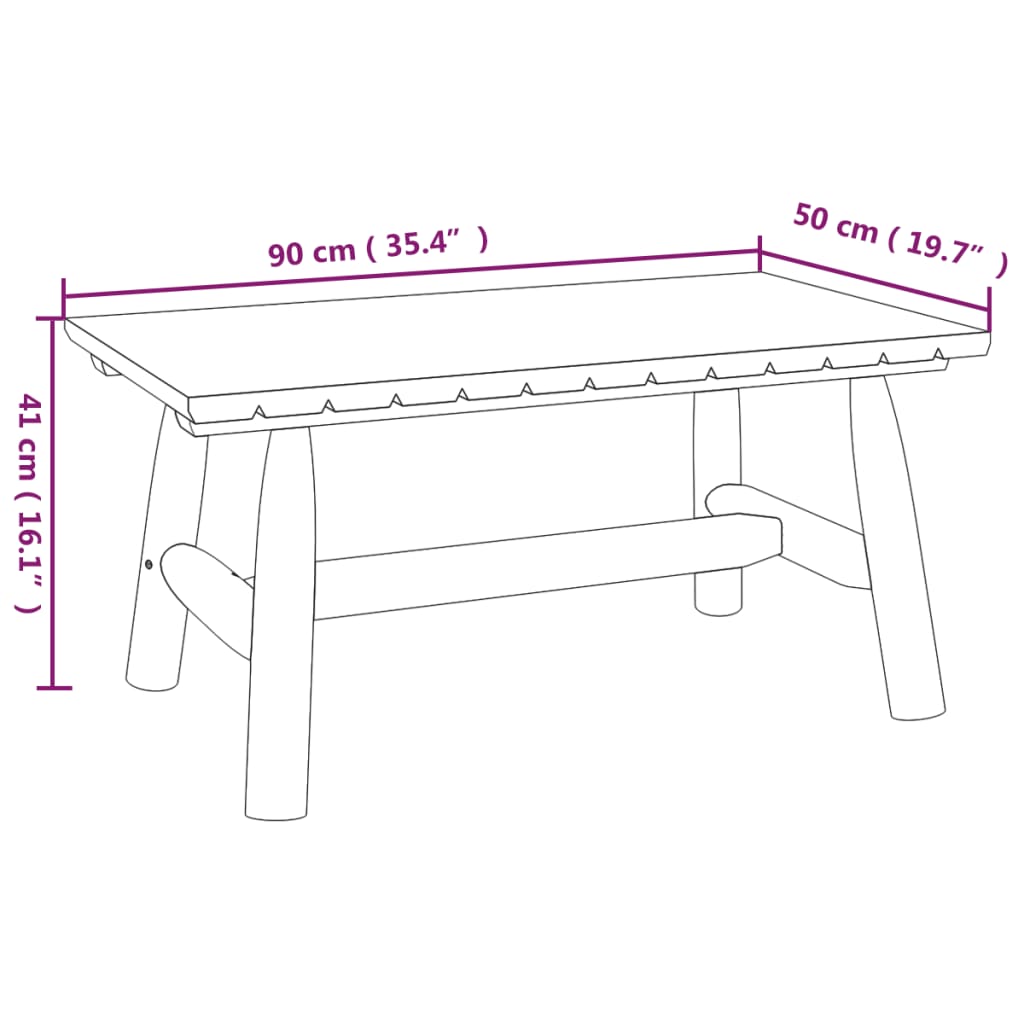 Mesa de centro 90x50x41 cm madeira de abeto maciça