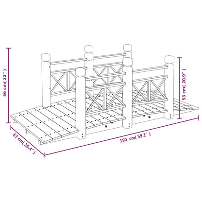 Ponte de jardim com corrimões 150x67x56 cm abeto maciço