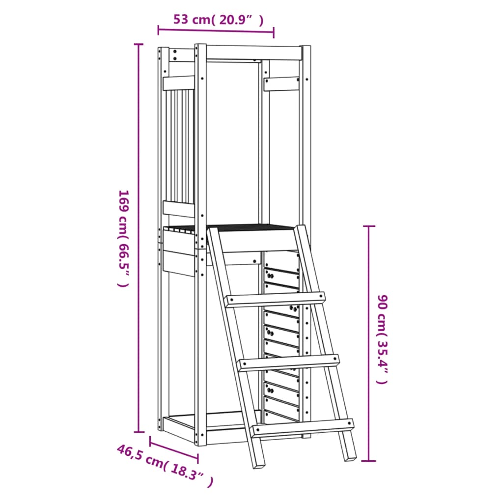 Conjunto de brincar p/ exterior 53x46,5x169 cm pinho impregnado