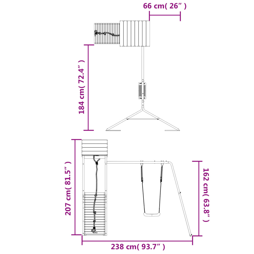 Conjunto de brincar para exterior madeira de douglas maciça