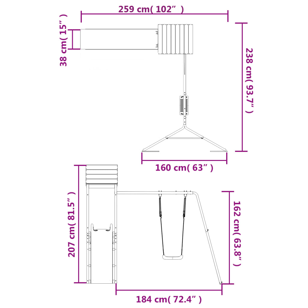 Conjunto de brincar para exterior madeira de pinho impregnada