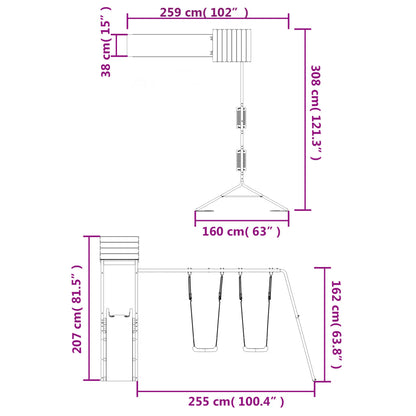 Conjunto de brincar para exterior madeira de pinho impregnada