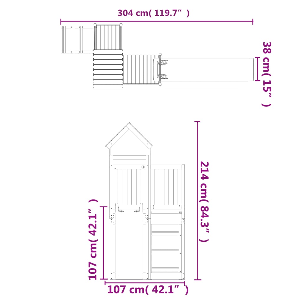 Conjunto de brincar para exterior madeira de douglas maciça