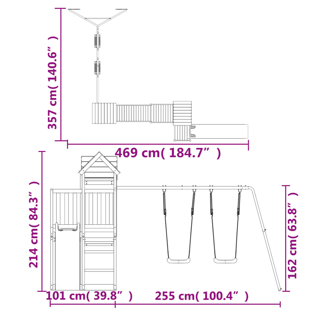 Conjunto de brincar para exterior madeira de douglas maciça