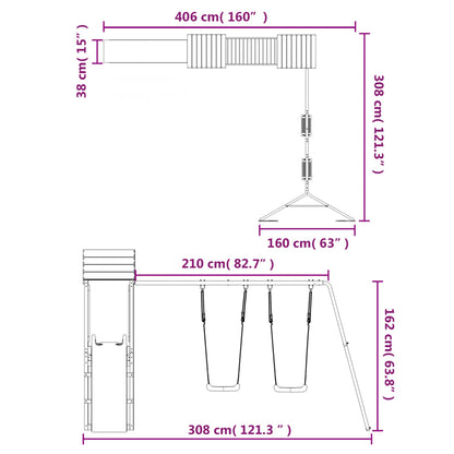 Conjunto de brincar para exterior madeira de douglas maciça